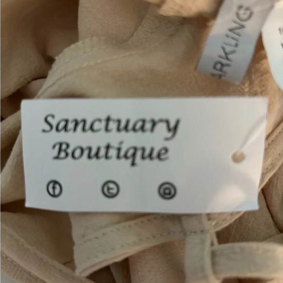 NWT Miss Sparkling Balloon Sleeve Cropped Lace-Up Back 100% Cotton Machine Wash - Picture 7 of 8